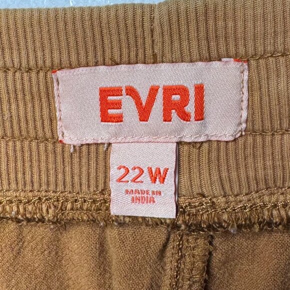 EVRI Womens Plus Sz 22 W Brown Elastic Waist Stretchy Casual Linen Blend Shorts - Picture 2 of 10